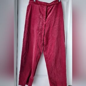 Talbots Petites Jeans 6P Red Maroon Velour High Rise Straight Leg Stretch Pants